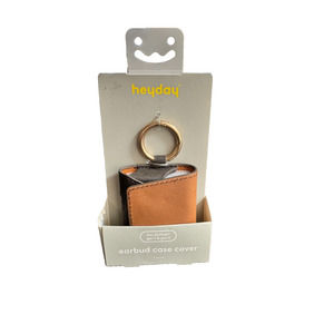 Heyday Apple Airpods Gen 1/2 Saffiano Black & Brown Leather Case w Key Ring